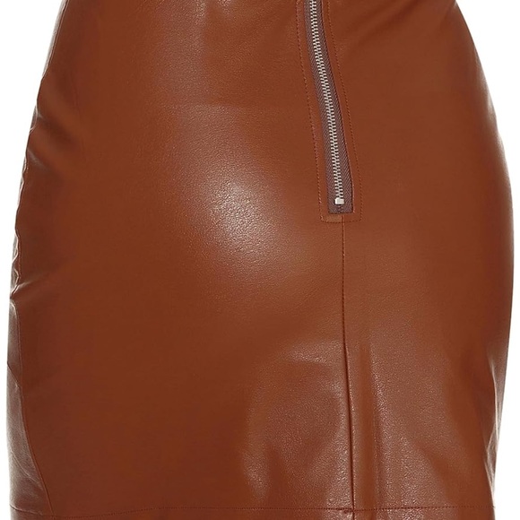 Amazon Brown Pleather Skirt - Picture 3 of 7